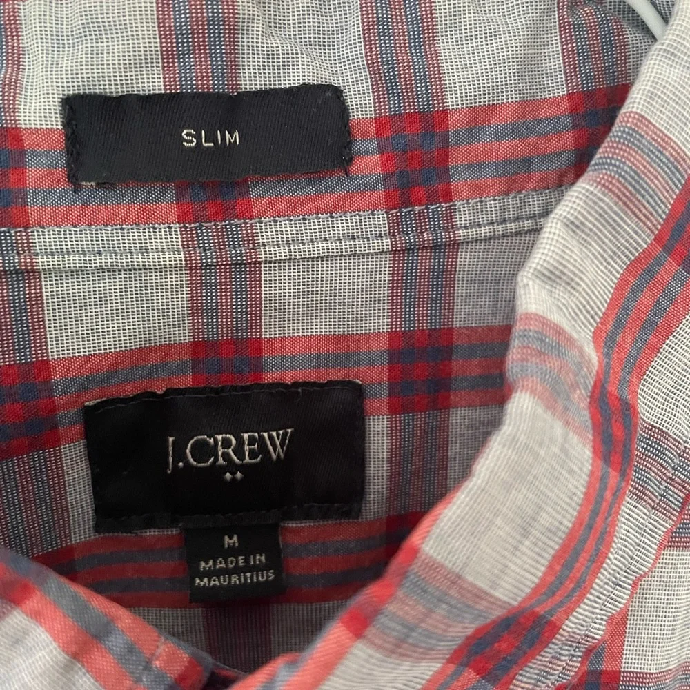 J.Crew men's Sz M Oxford blue and red plaid shirt - Picture 3 of 6